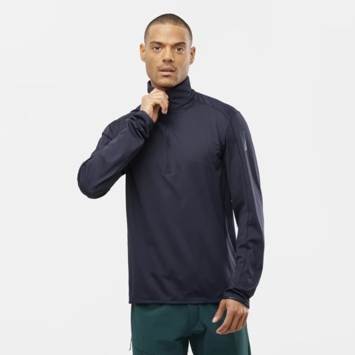 Sudaderas Salomon Essential Lightwarm Half Zip Hombre Azul Marino | MX XFMS678